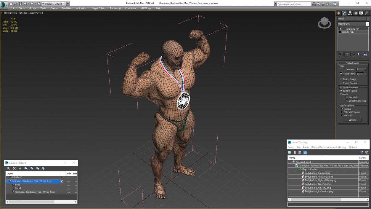 3D Champion Bodybuilder Man Winner Pose