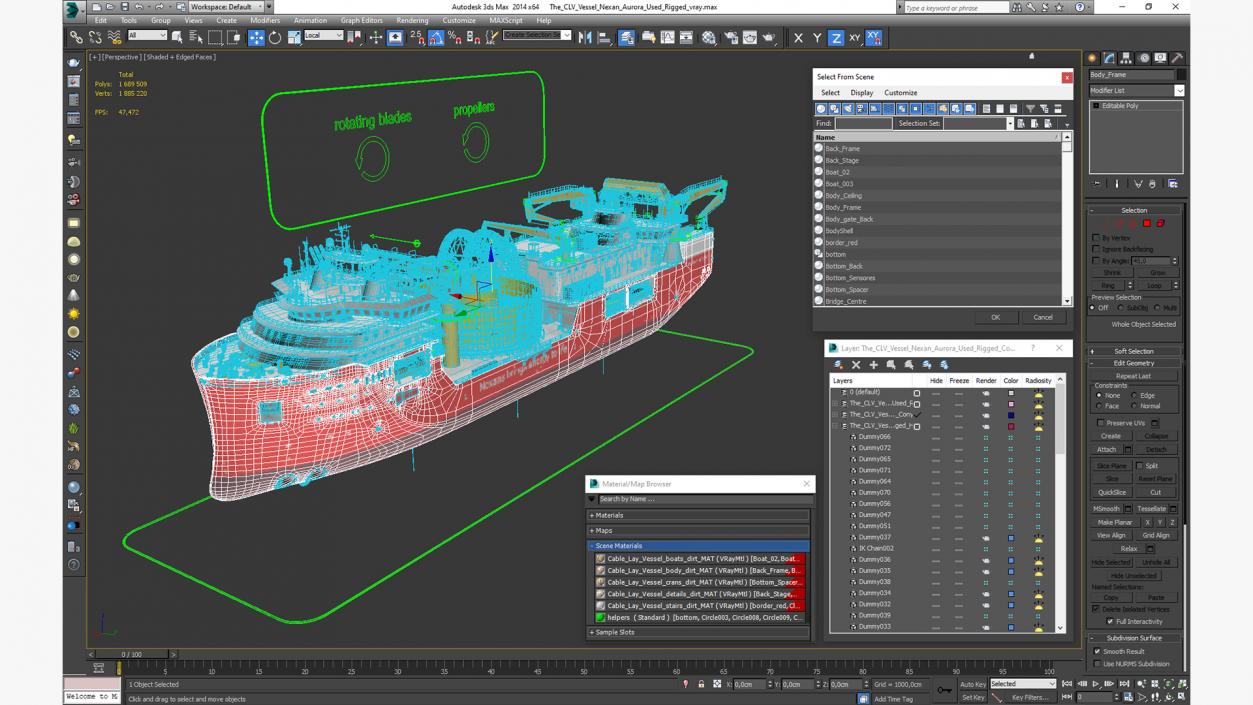 The CLV Vessel Nexan Aurora Used Rigged 3D model