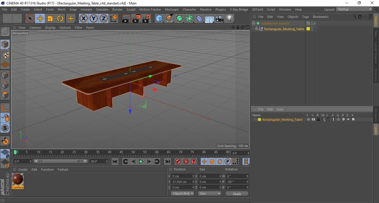 3D model Rectangular Meeting Table