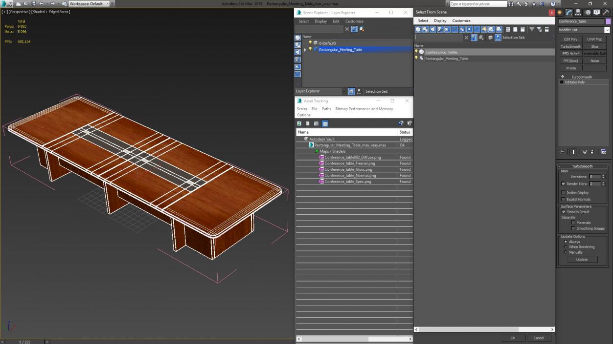 3D model Rectangular Meeting Table