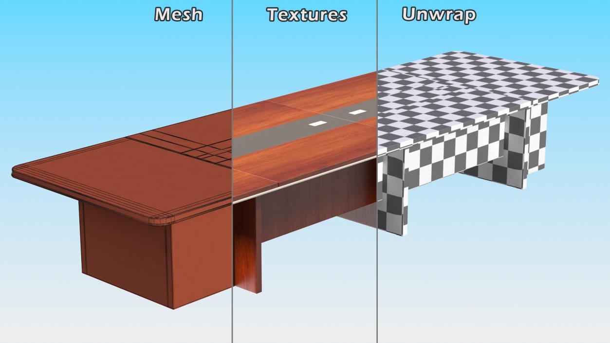 3D model Rectangular Meeting Table