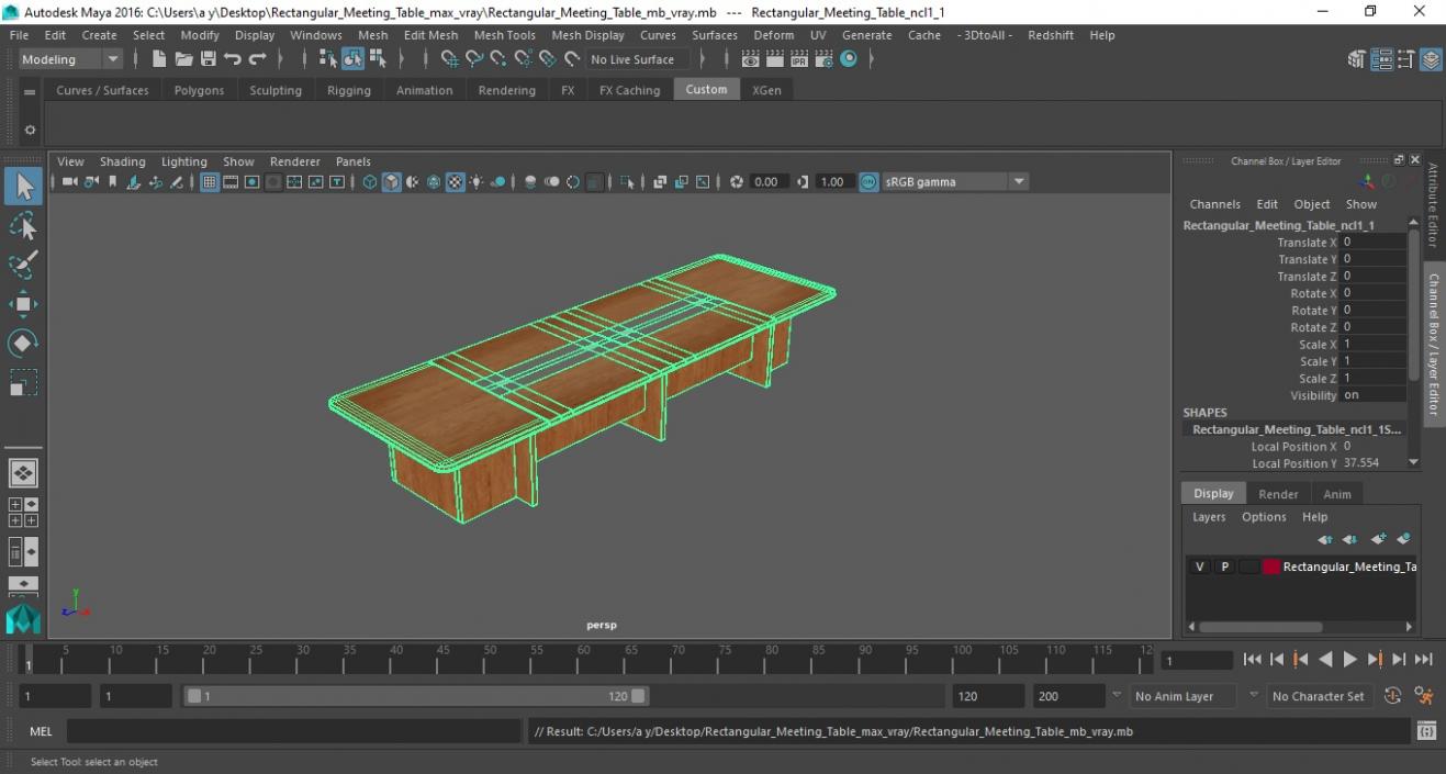 3D model Rectangular Meeting Table