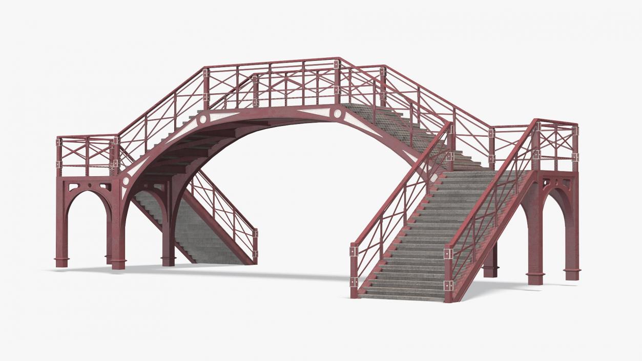 3D Retro Railway Pedestrian Bridge 2 model