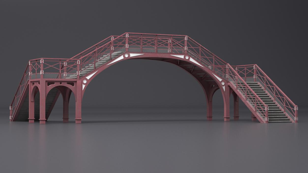 3D Retro Railway Pedestrian Bridge 2 model