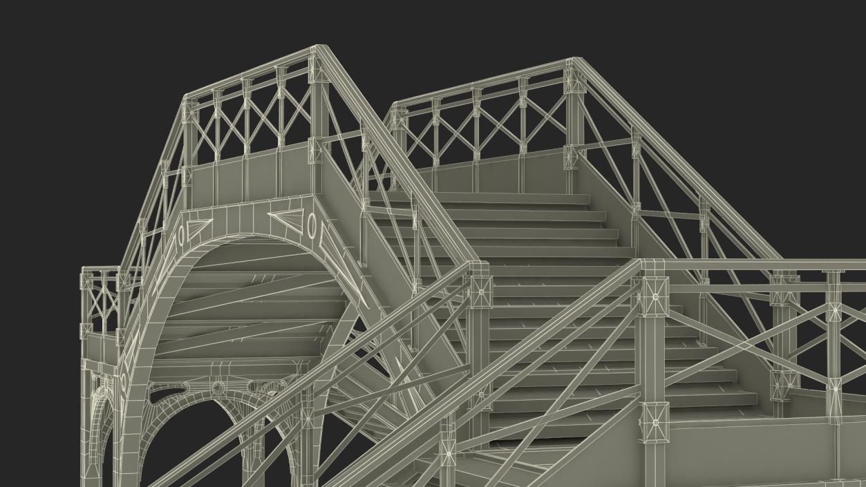 3D Retro Railway Pedestrian Bridge 2 model