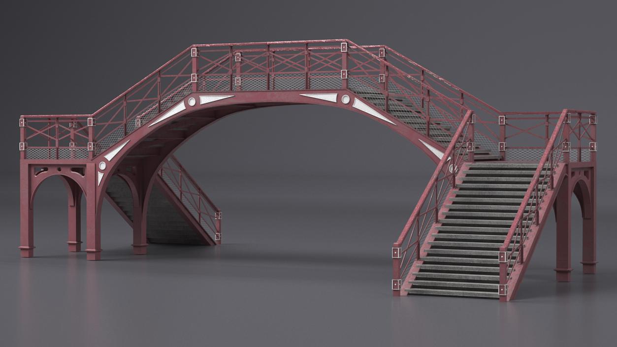 3D Retro Railway Pedestrian Bridge 2 model