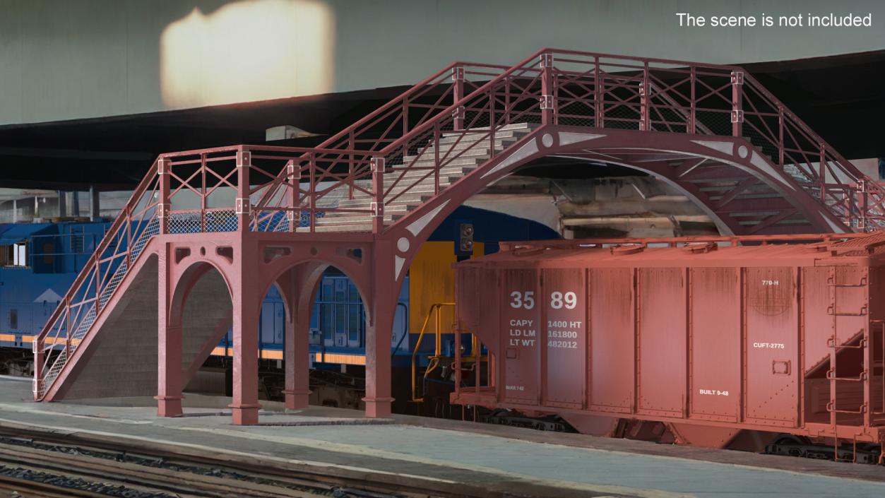 3D Retro Railway Pedestrian Bridge 2 model