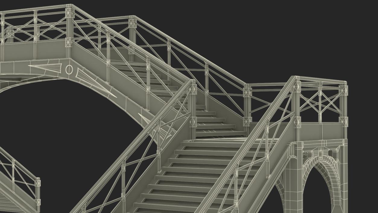 3D Retro Railway Pedestrian Bridge 2 model