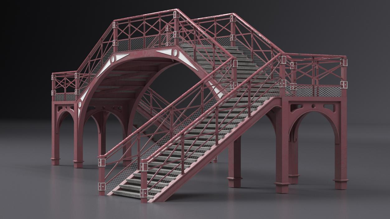 3D Retro Railway Pedestrian Bridge 2 model