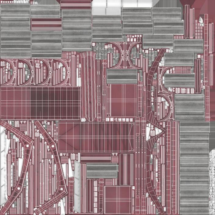 3D Retro Railway Pedestrian Bridge 2 model