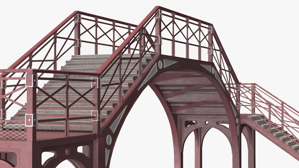 3D Retro Railway Pedestrian Bridge 2 model