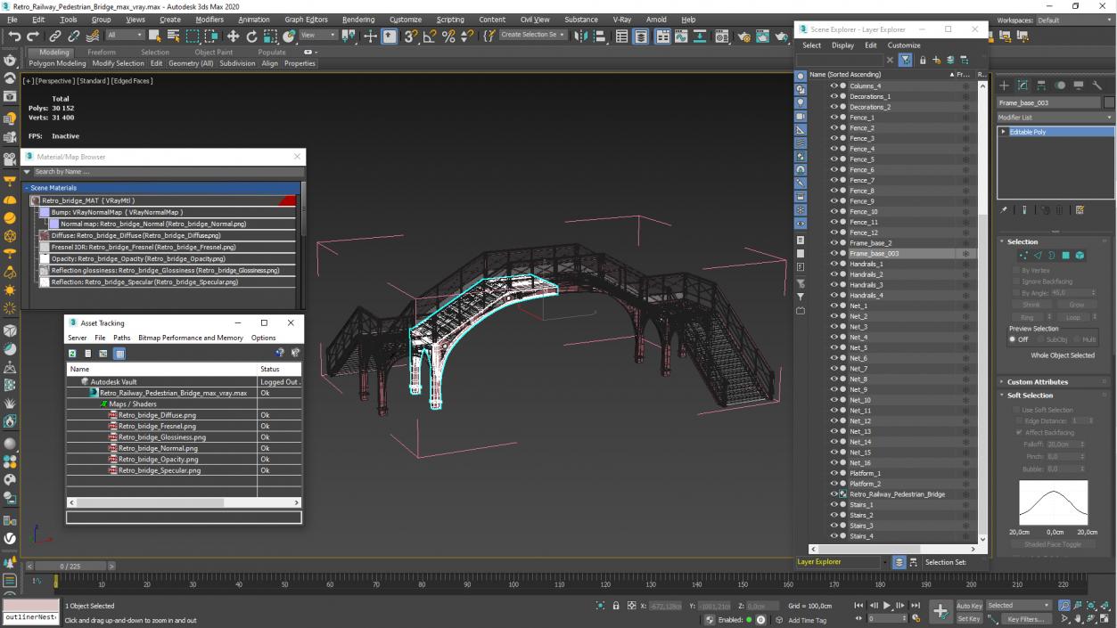 3D Retro Railway Pedestrian Bridge 2 model