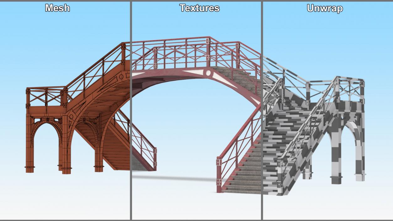 3D Retro Railway Pedestrian Bridge 2 model