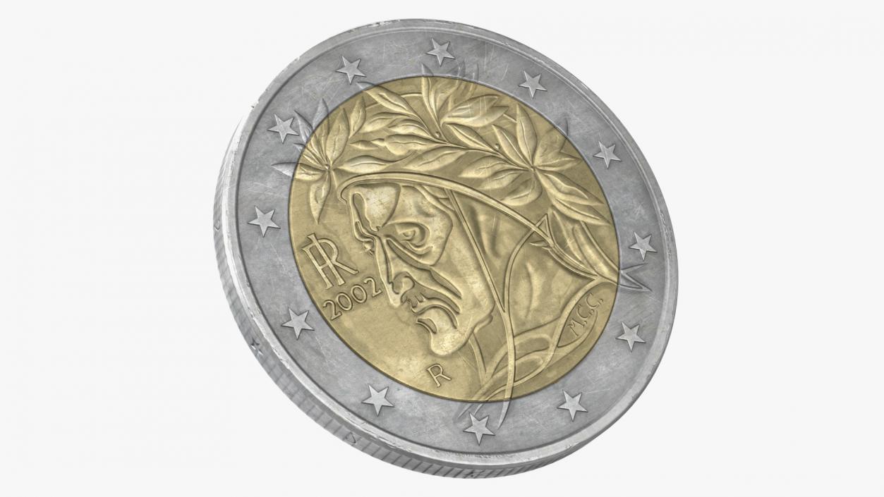 3D Italy BiMetallic 2 Euro Coin model