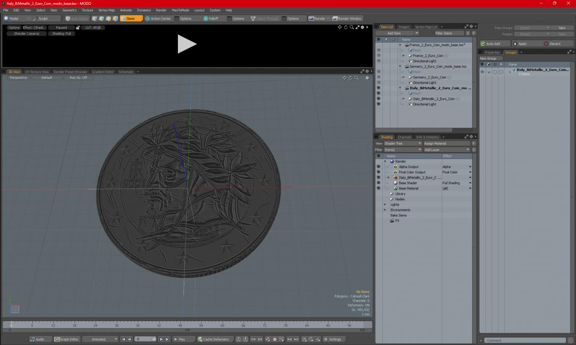 3D Italy BiMetallic 2 Euro Coin model