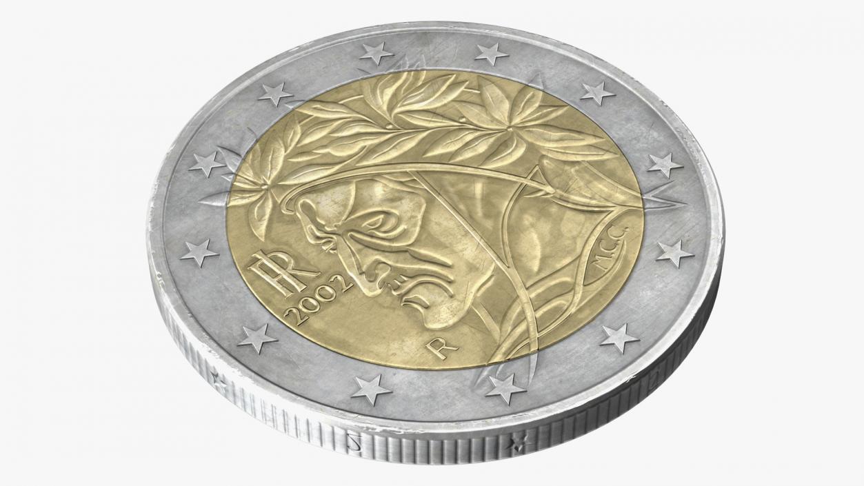 3D Italy BiMetallic 2 Euro Coin model