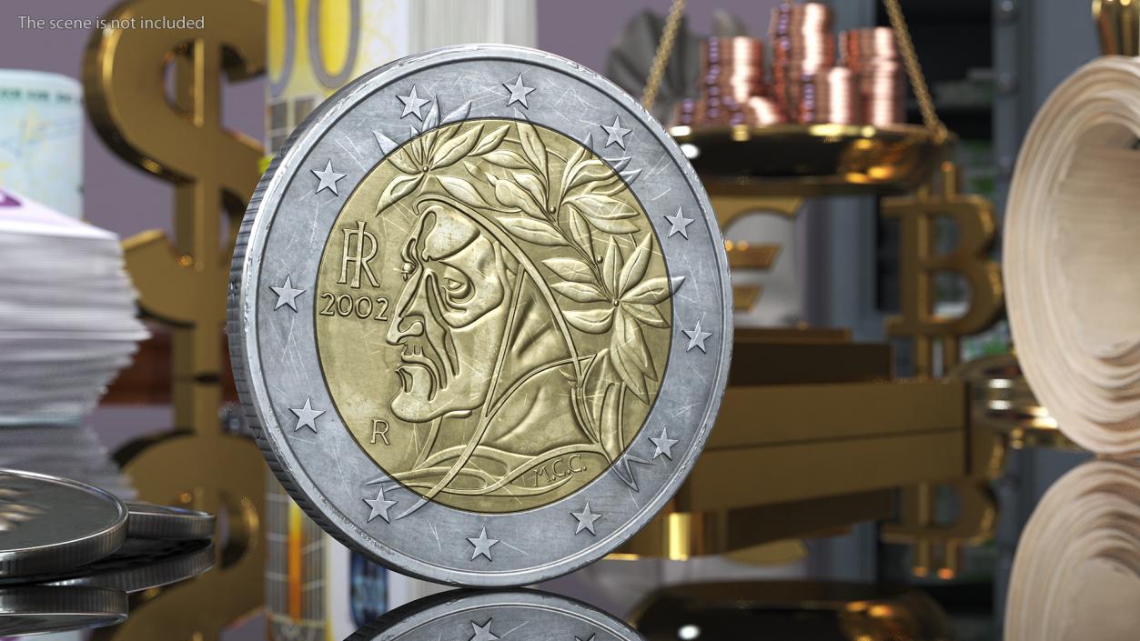 3D Italy BiMetallic 2 Euro Coin model