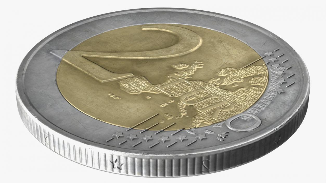 3D Italy BiMetallic 2 Euro Coin model