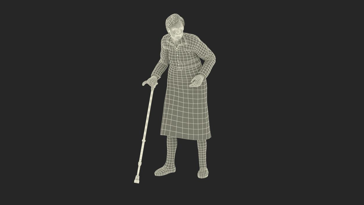 Older Woman with Walking Cane 3D model