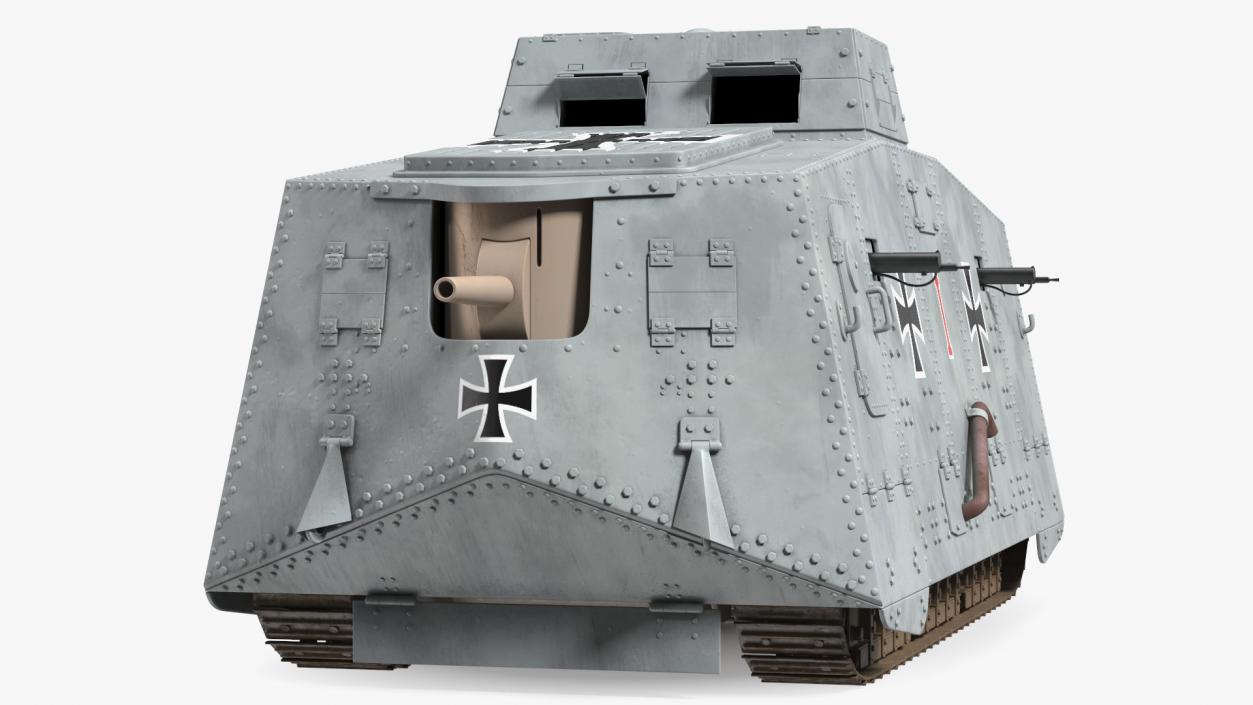 3D German heavy tank 1917 A7V Sturmpanzerwagen Gray model