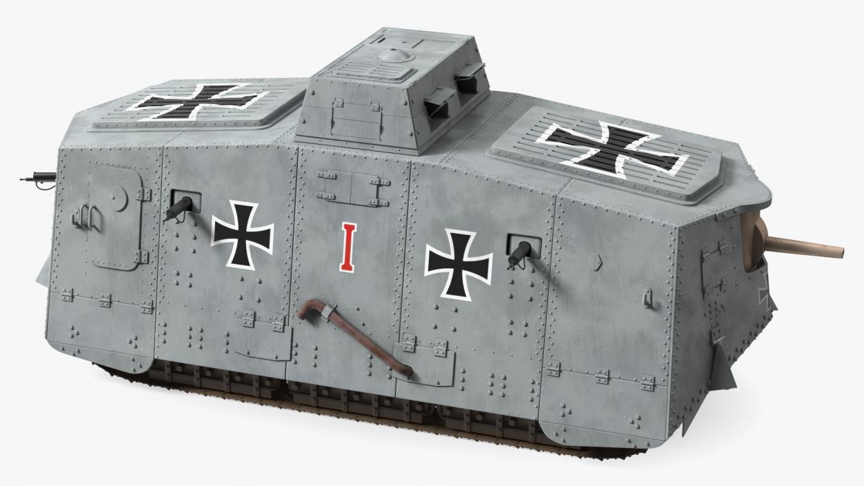 3D German heavy tank 1917 A7V Sturmpanzerwagen Gray model