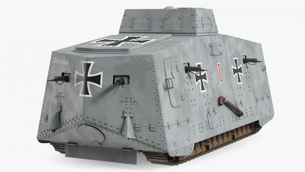 3D German heavy tank 1917 A7V Sturmpanzerwagen Gray model