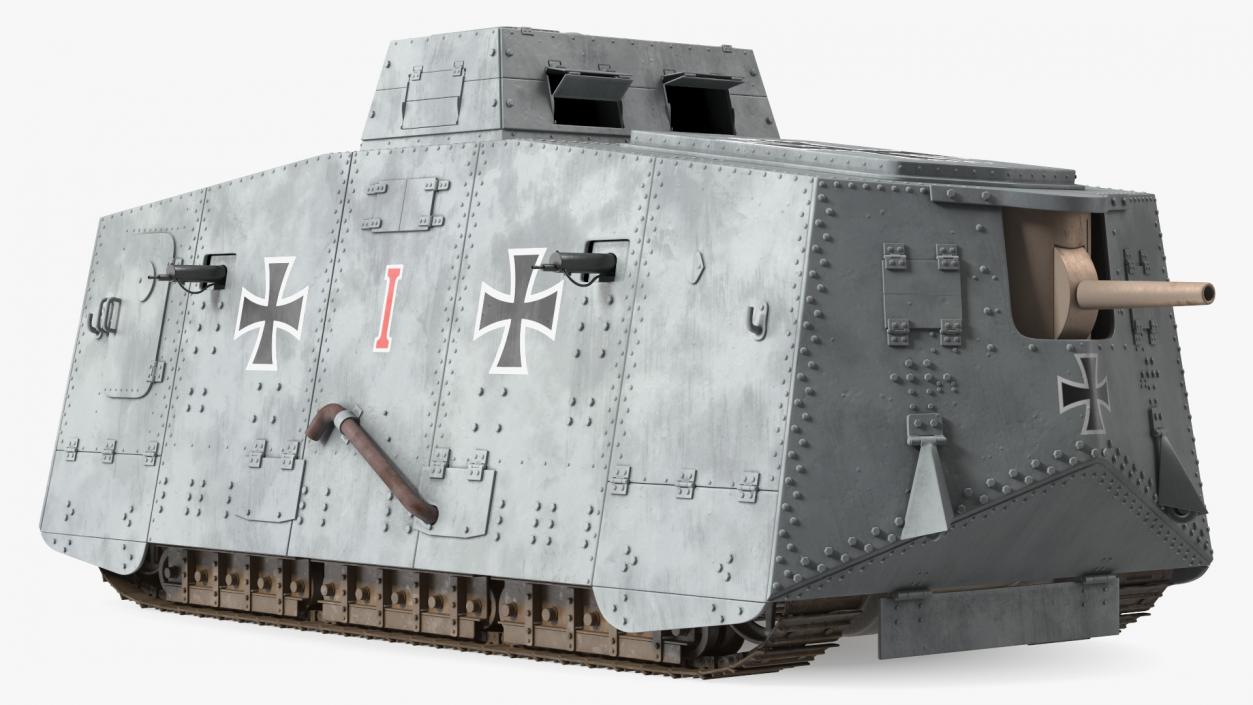 3D German heavy tank 1917 A7V Sturmpanzerwagen Gray model