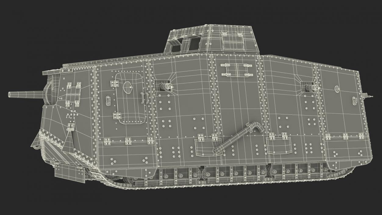 3D German heavy tank 1917 A7V Sturmpanzerwagen Gray model