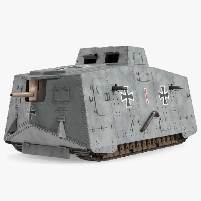 3D German heavy tank 1917 A7V Sturmpanzerwagen Gray model