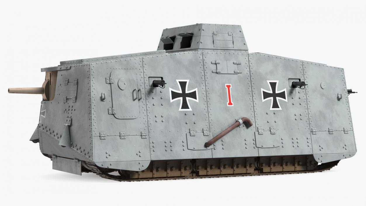 3D German heavy tank 1917 A7V Sturmpanzerwagen Gray model