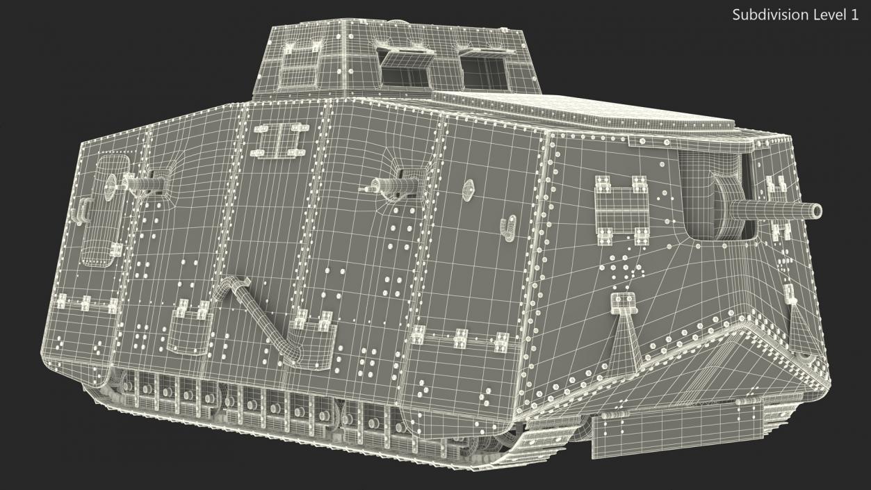 3D German heavy tank 1917 A7V Sturmpanzerwagen Gray model