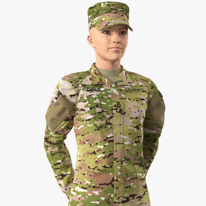 3D Female Soldier Camo Standing Pose model