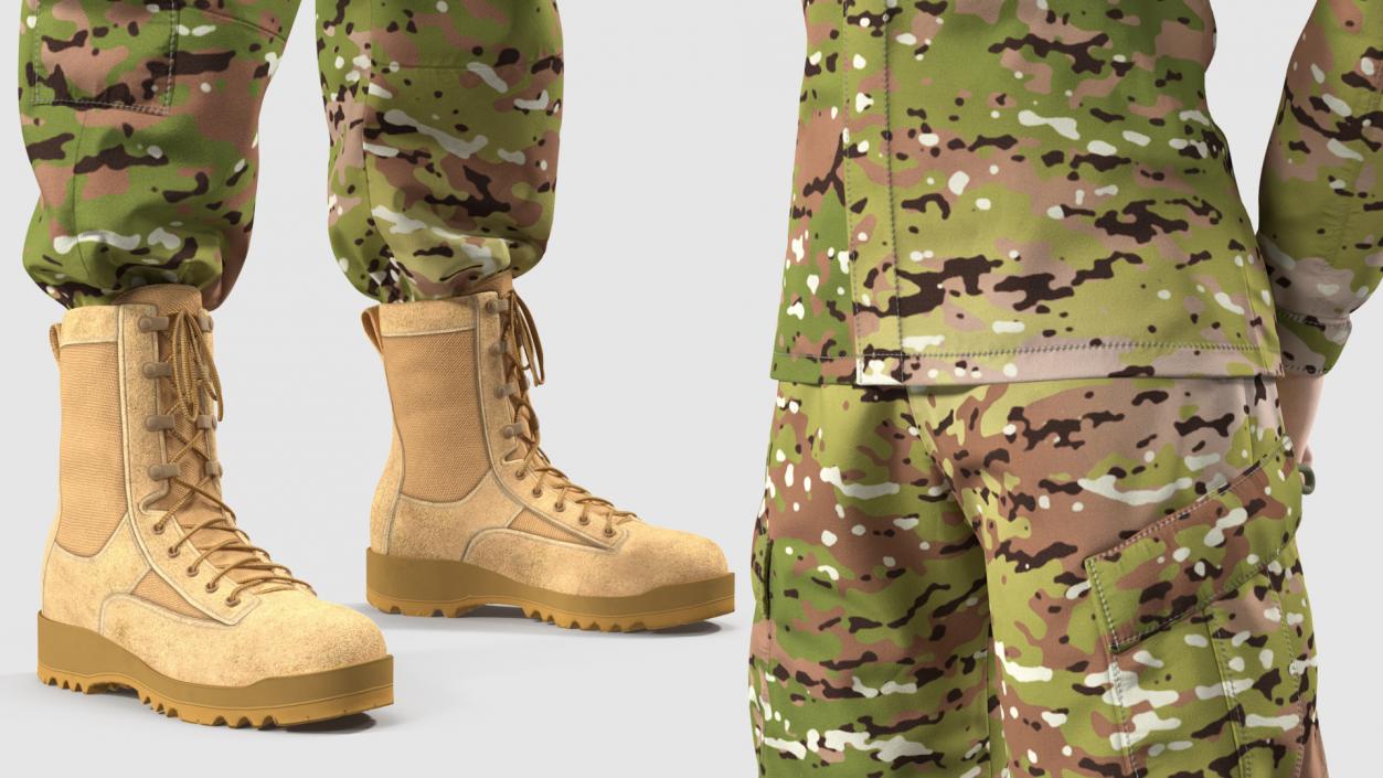 3D Female Soldier Camo Standing Pose model