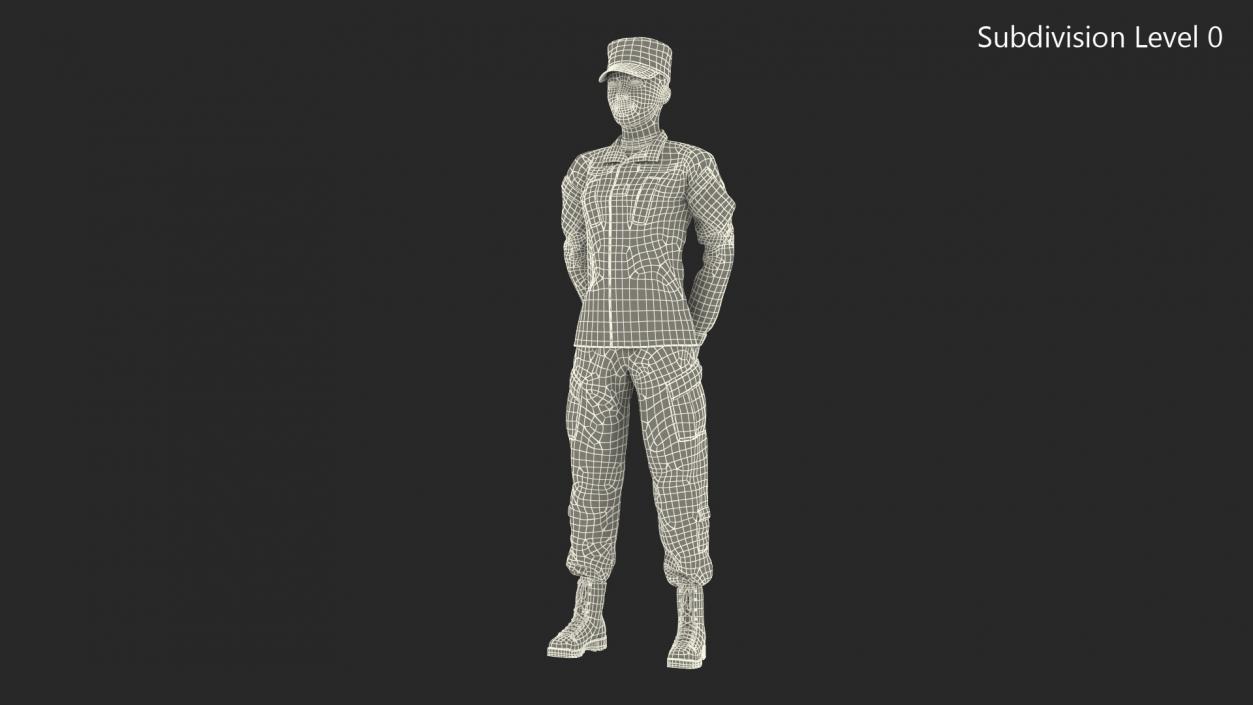 3D Female Soldier Camo Standing Pose model