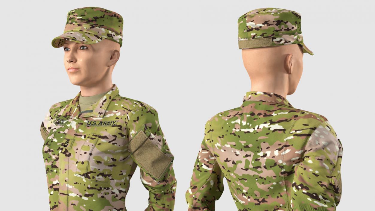 3D Female Soldier Camo Standing Pose model