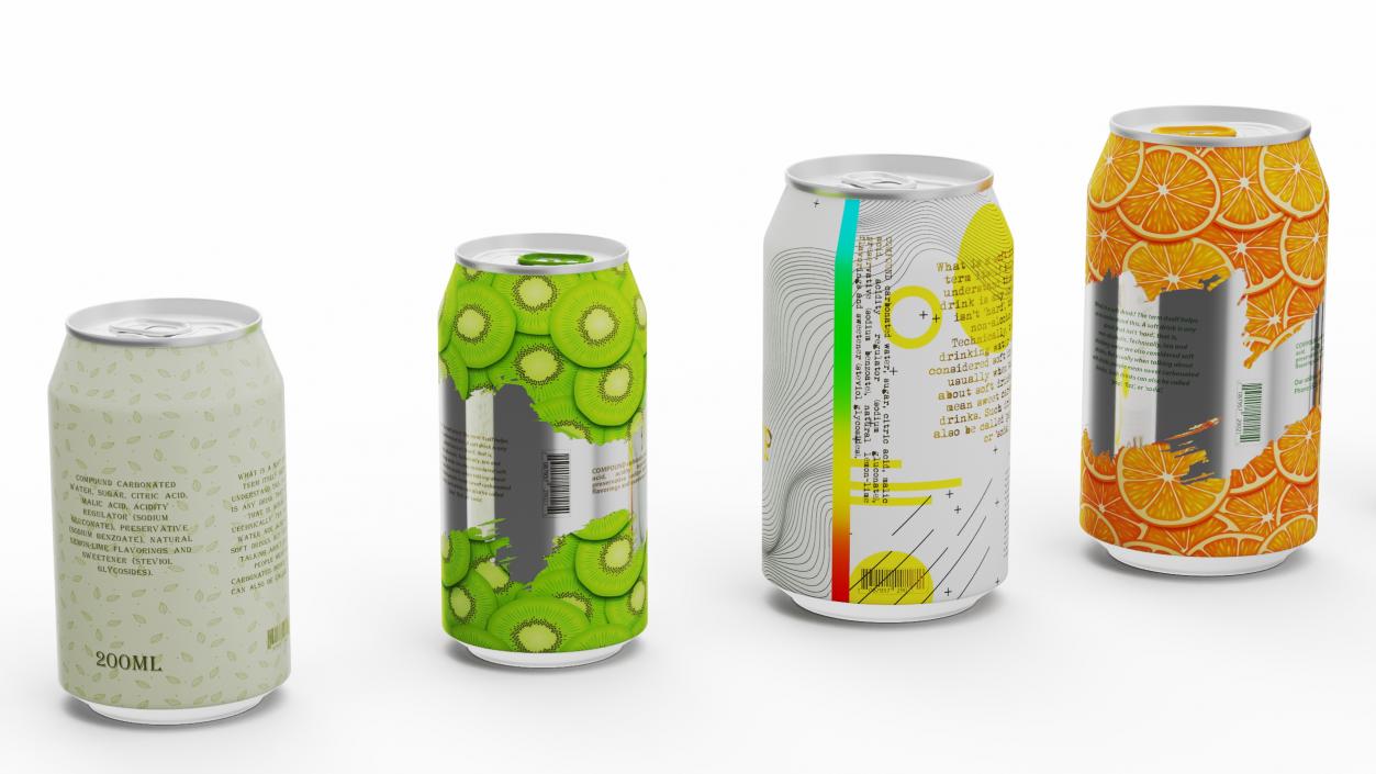 3D Aluminium Beverage Can Mockup Set model