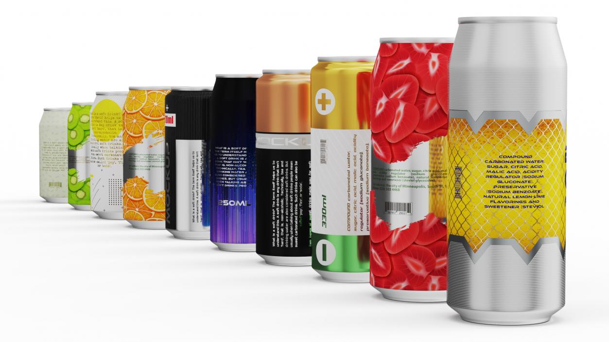 3D Aluminium Beverage Can Mockup Set model