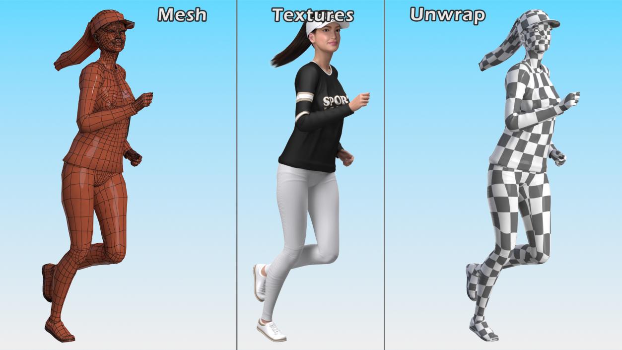 3D model Sportswear Asian Woman Jogging