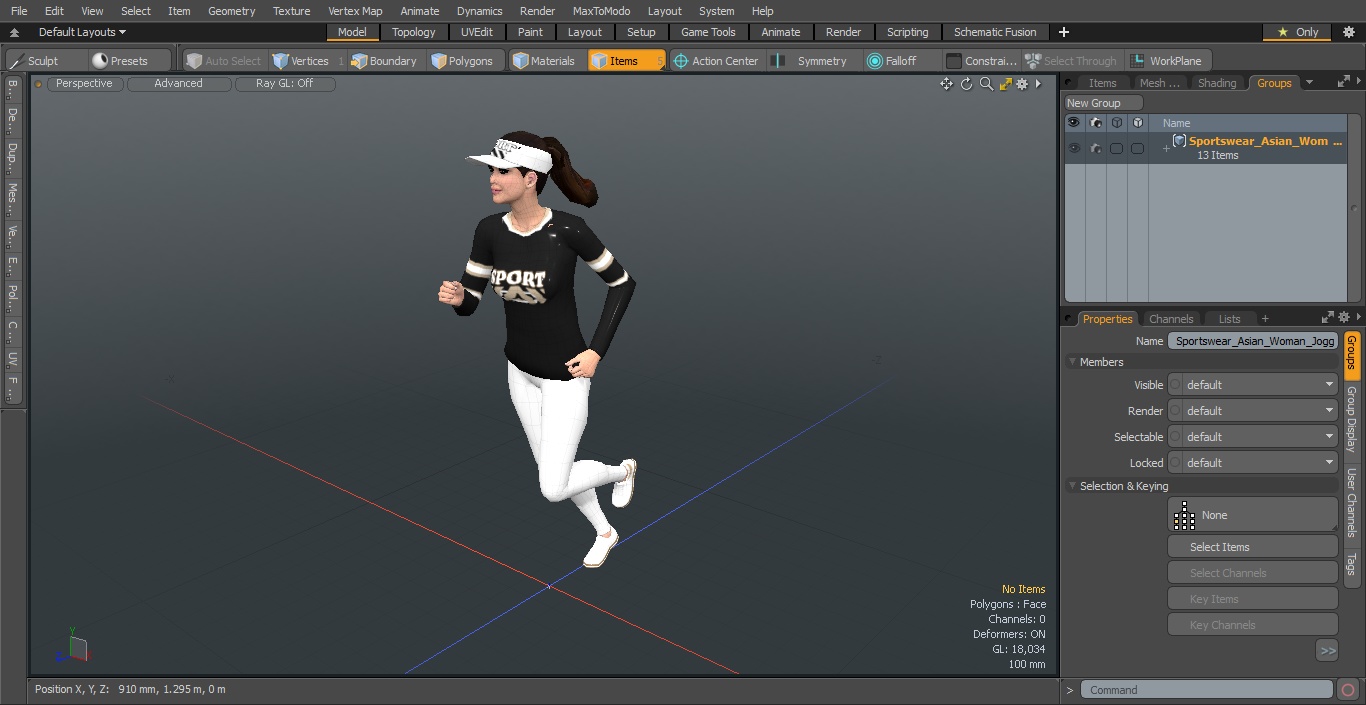 3D model Sportswear Asian Woman Jogging
