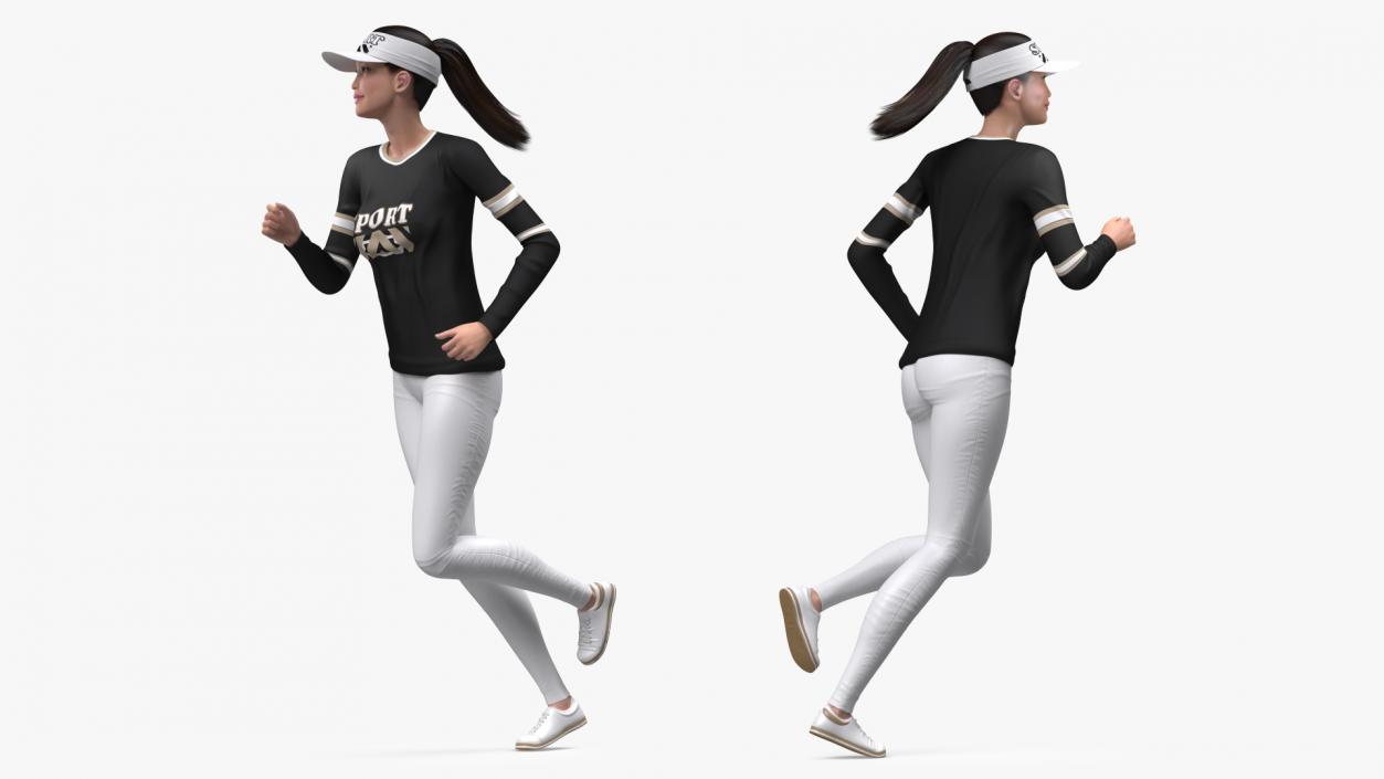 3D model Sportswear Asian Woman Jogging