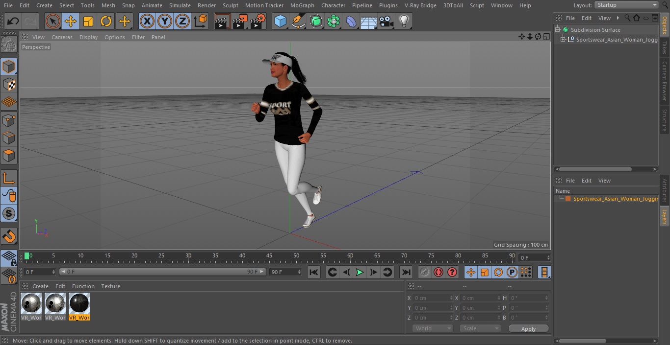 3D model Sportswear Asian Woman Jogging