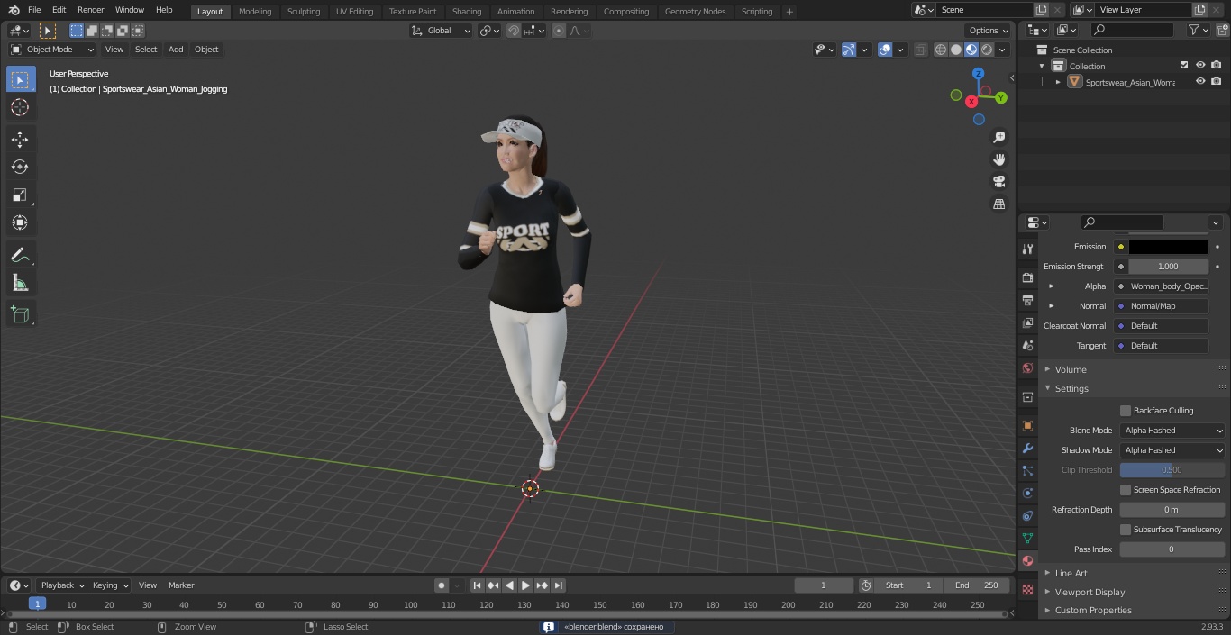 3D model Sportswear Asian Woman Jogging