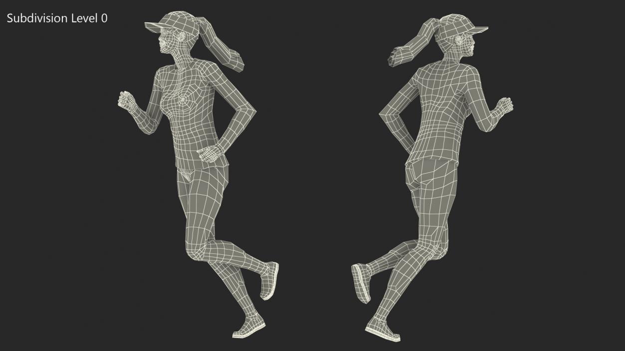 3D model Sportswear Asian Woman Jogging