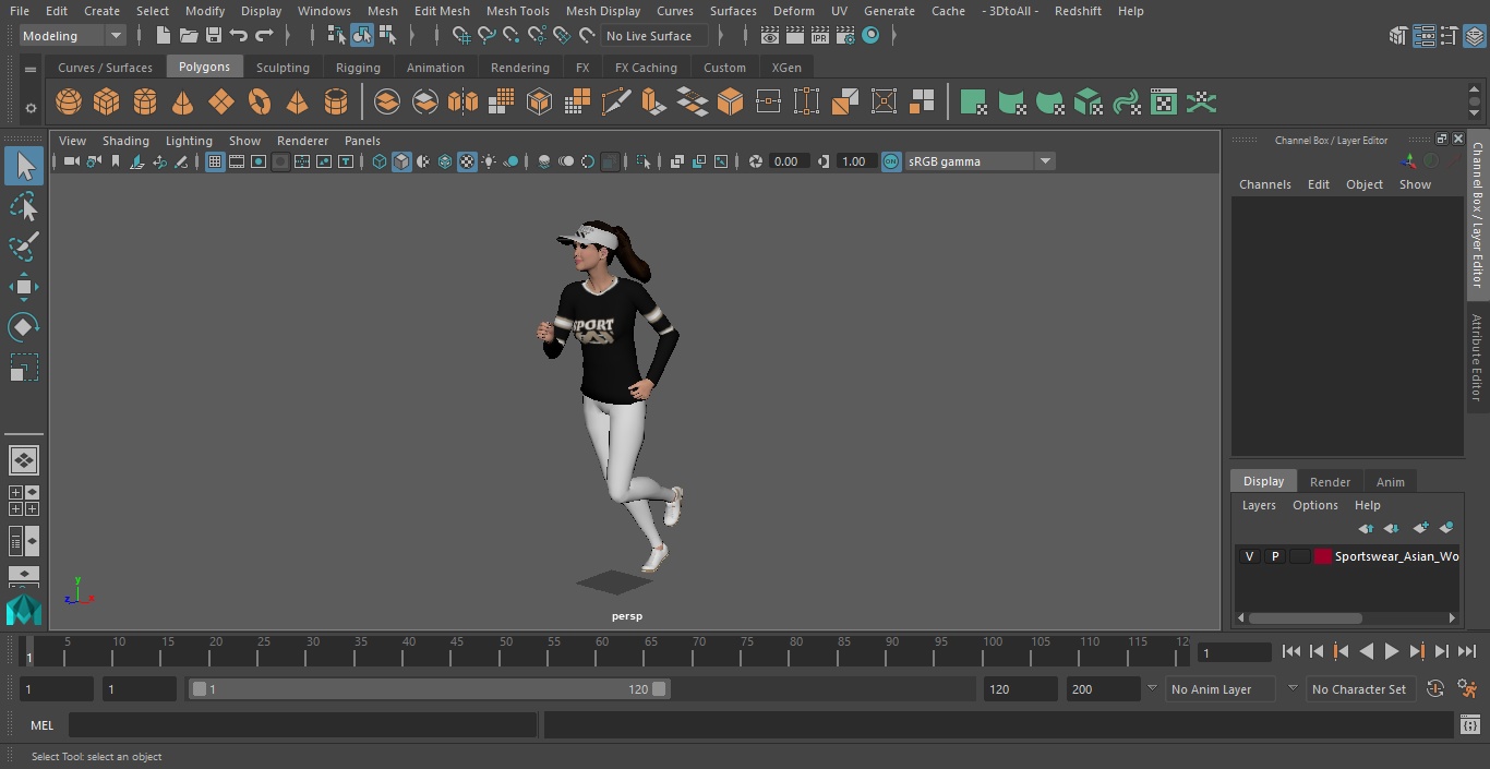 3D model Sportswear Asian Woman Jogging