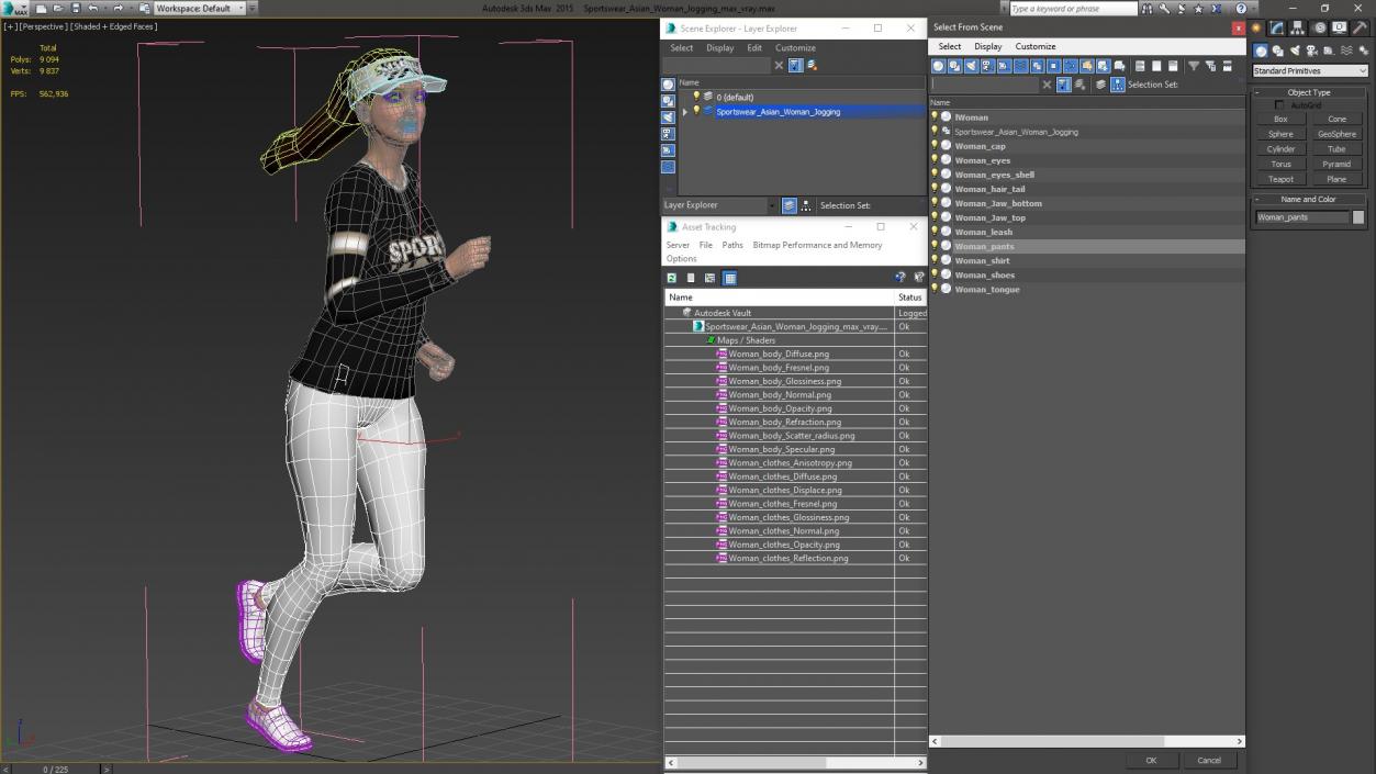 3D model Sportswear Asian Woman Jogging