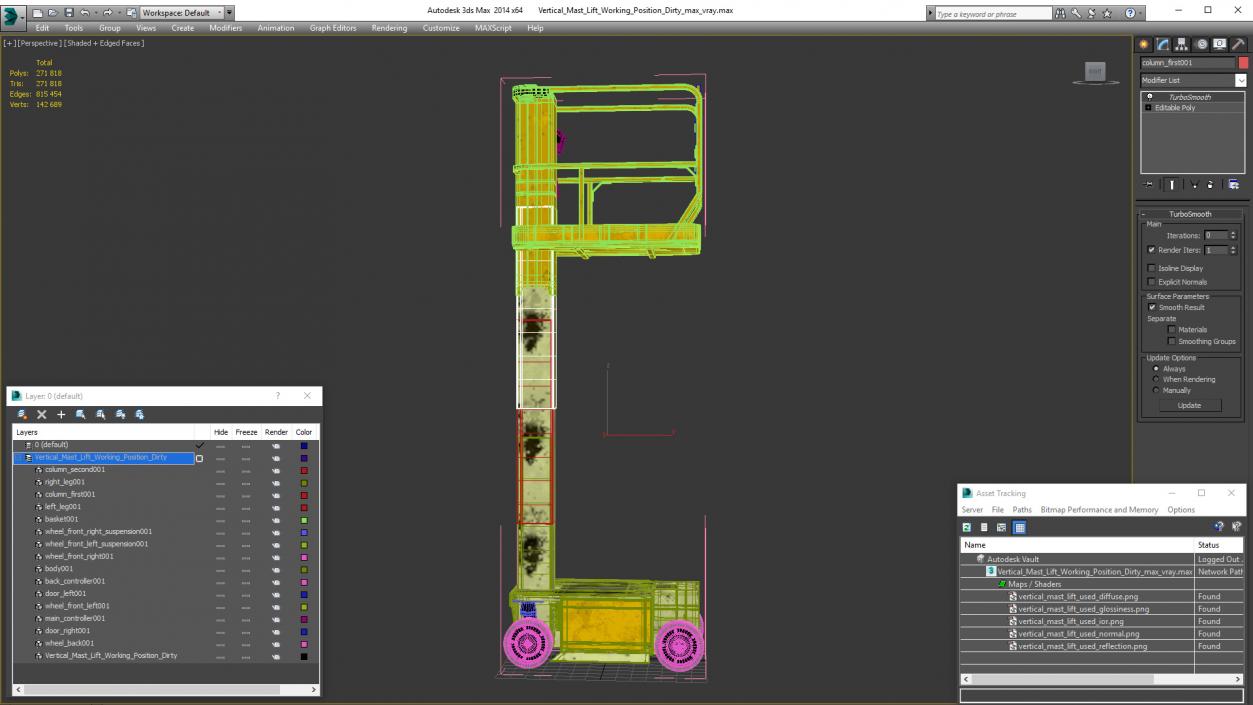 3D Vertical Mast Lift Working Position Dirty