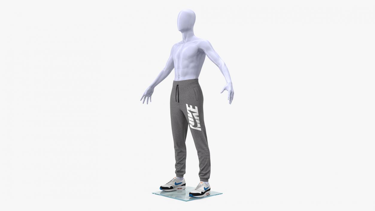 3D Grey Nike Joggers and Sneakers on Mannequin model