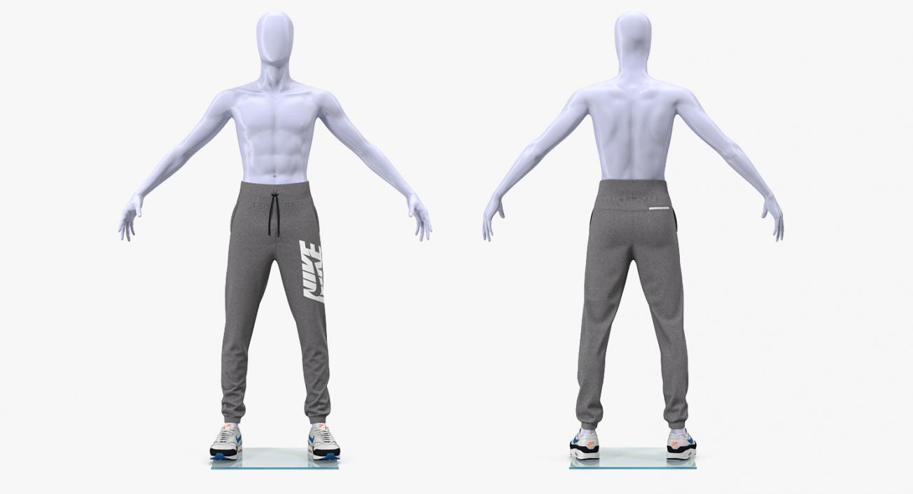 3D Grey Nike Joggers and Sneakers on Mannequin model