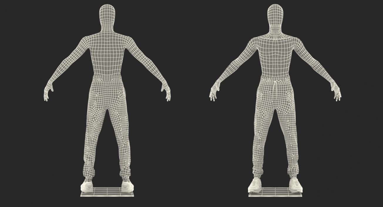 3D Grey Nike Joggers and Sneakers on Mannequin model