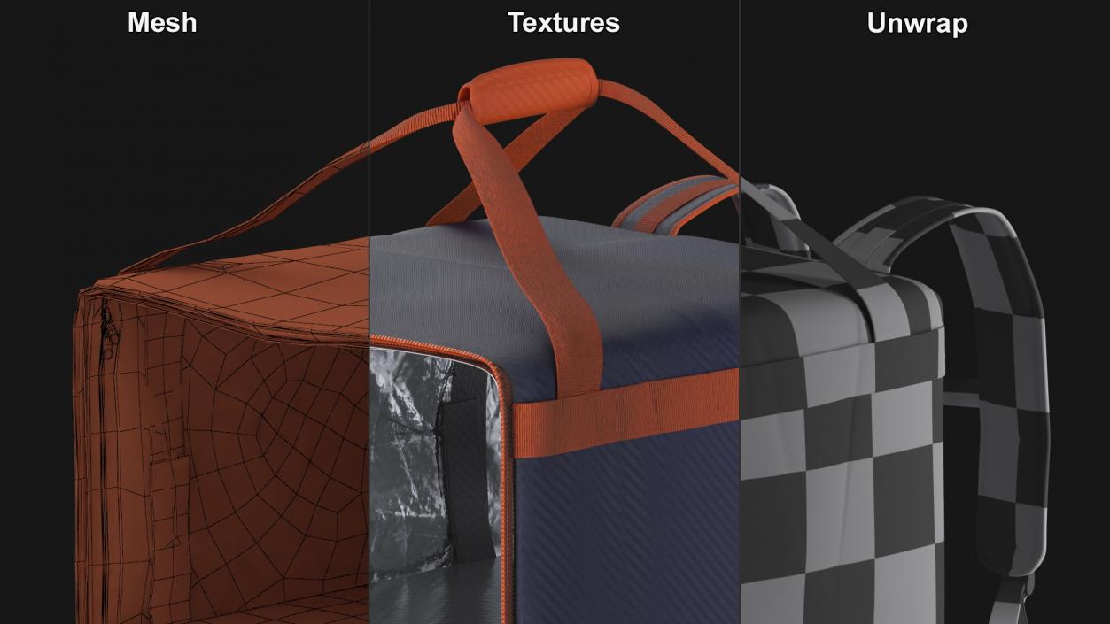 Food Delivery Bag Open Orange Blue 3D model